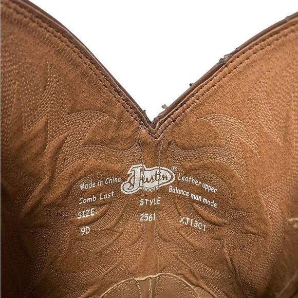 JUSTIN Stampede Western Boots Brown Size 9 D main image 6